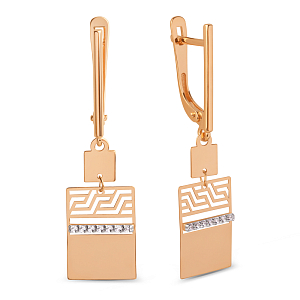 Серьги из красного золота с фианитами