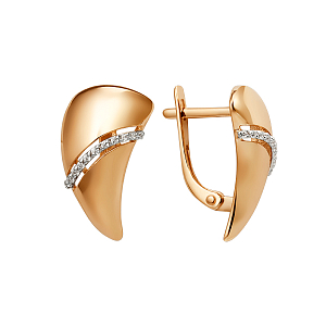 Серьги из красного золота с фианитами