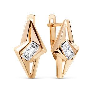 Серьги из красного золота с фианитами