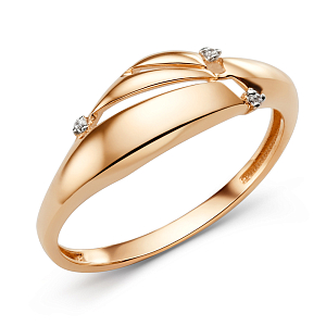 Кольцо из красного золота с фианитами