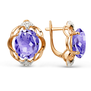 Серьги из красного золота с аметистами