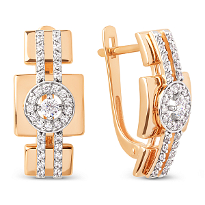 Серьги из красного золота с фианитами