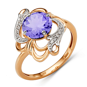 Кольцо из красного золота с аметистом