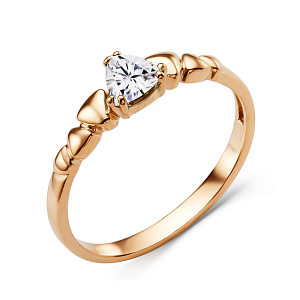 Кольцо из красного золота с фианитом