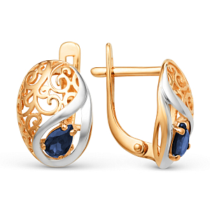 Серьги из красного золота с корундами