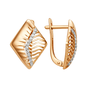 Серьги из красного золота с фианитами