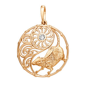 Подвеска из красного золота с фианитом