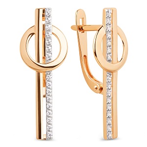 Серьги из красного золота с фианитами