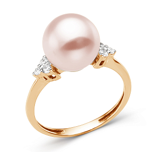 Кольцо из красного золота с фианитами