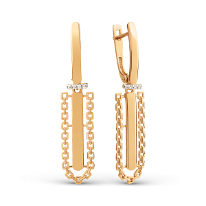 Серьги из красного золота с фианитами