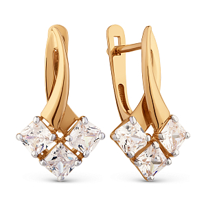 Серьги из красного золота с фианитами