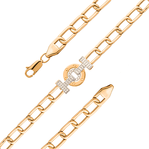 Браслет из красного золота с фианитами