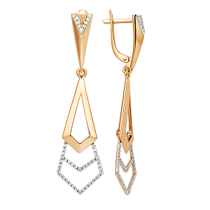 Серьги из красного золота с фианитами