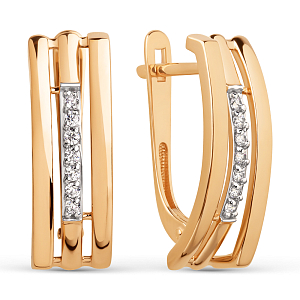 Серьги из красного золота с фианитами