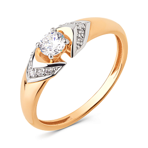 Кольцо из красного золота с фианитами