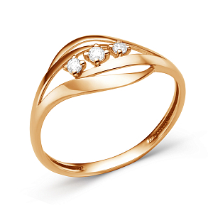 Кольцо из красного золота с фианитами