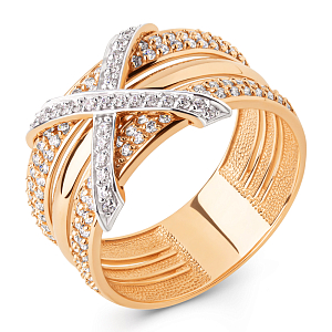 Кольцо из красного золота с фианитами