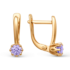 Серьги из красного золота с аметистами