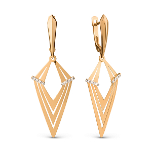 Серьги из красного золота с фианитами