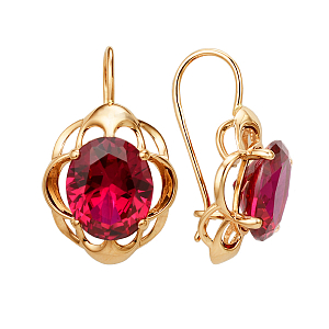 Серьги из красного золота с корундами