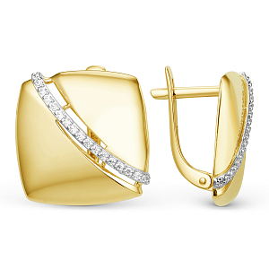 Серьги из желтого золота с фианитами