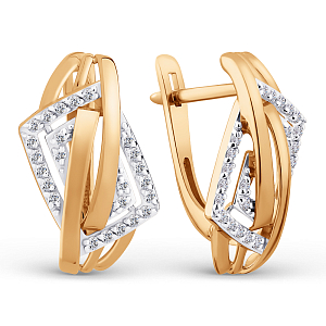 Серьги из красного золота с фианитами