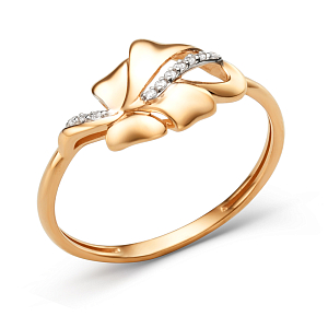 Кольцо из красного золота с фианитами