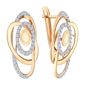 Серьги из красного золота с фианитами