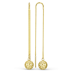 Серьги продевки из желтого золота