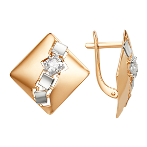 Серьги из красного золота с фианитами