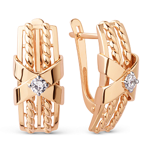 Серьги из красного золота с фианитами