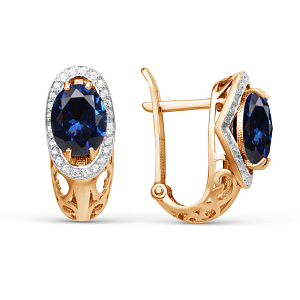 Серьги из красного золота с корундами