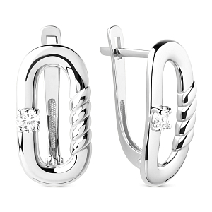 Серьги из белого золота с фианитами