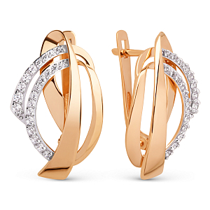 Серьги из красного золота с фианитами