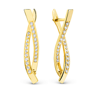 Серьги из желтого золота с фианитами