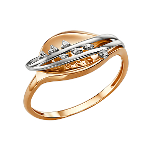 Кольцо из красного золота с фианитами