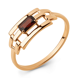 Кольцо из красного золота с гранатом
