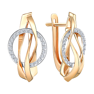 Серьги из красного золота с фианитами