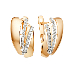 Серьги из красного золота с фианитами