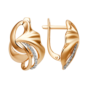 Серьги из красного золота с фианитами