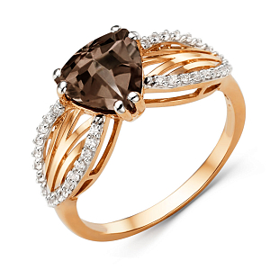 Кольцо из красного золота с раухтопазом