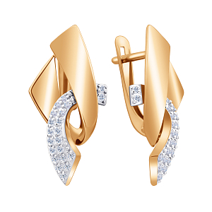 Серьги из красного золота с фианитами