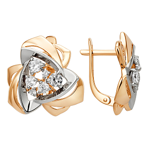 Серьги из красного золота с фианитами