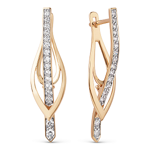 Серьги из желтого золота с фианитами