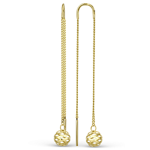 Серьги продевки из желтого золота