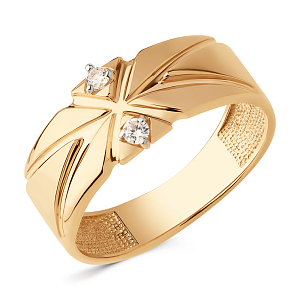 Кольцо из красного золота с фианитами