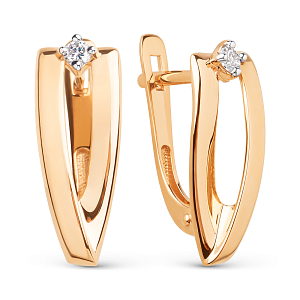 Серьги из красного золота с фианитами