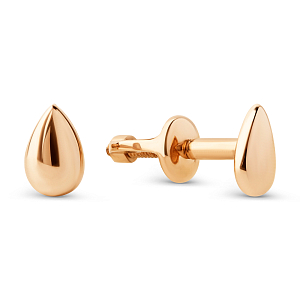 Серьги пусеты из красного золота