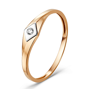 Кольцо из красного золота с фианитом