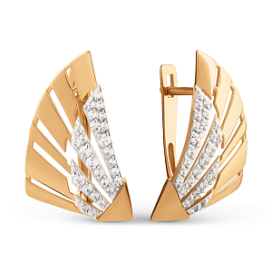 Серьги из красного золота с фианитами